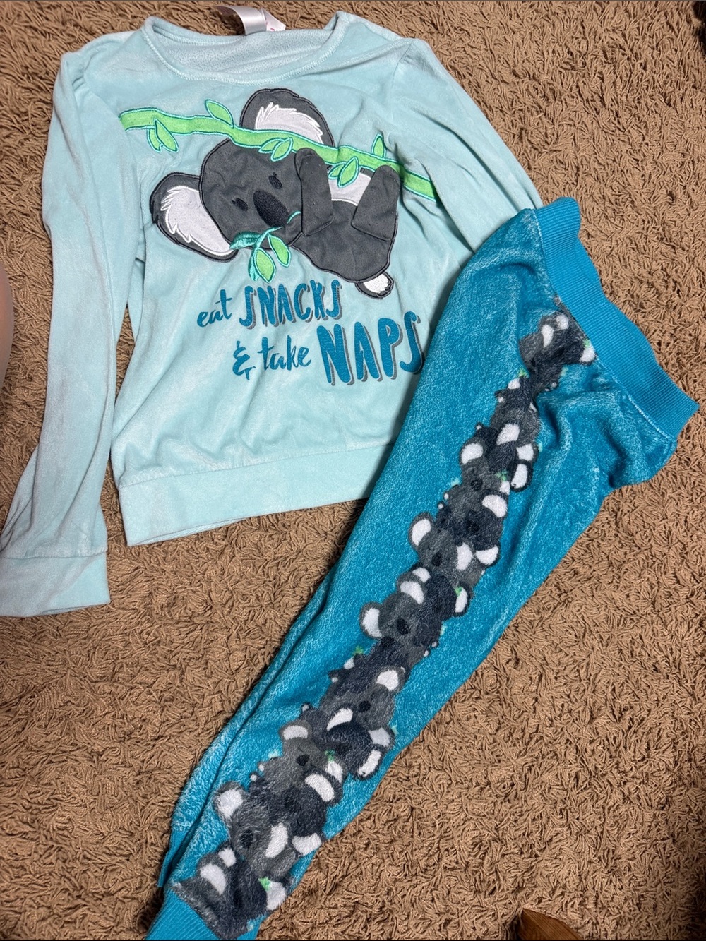 Justice Light Blue and Teal Koala Sleep Set